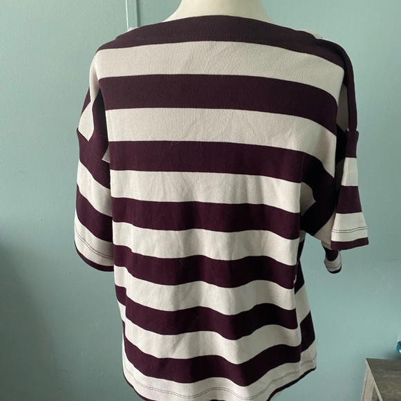 Ann Taylor Weekend Striped Ribbed button Top - Picture 11 of 12